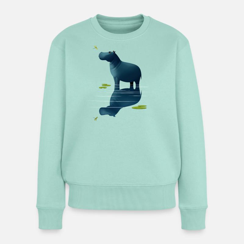 Nilpferd und Libelle - Frauen Premium Bio Pullover - Mint 