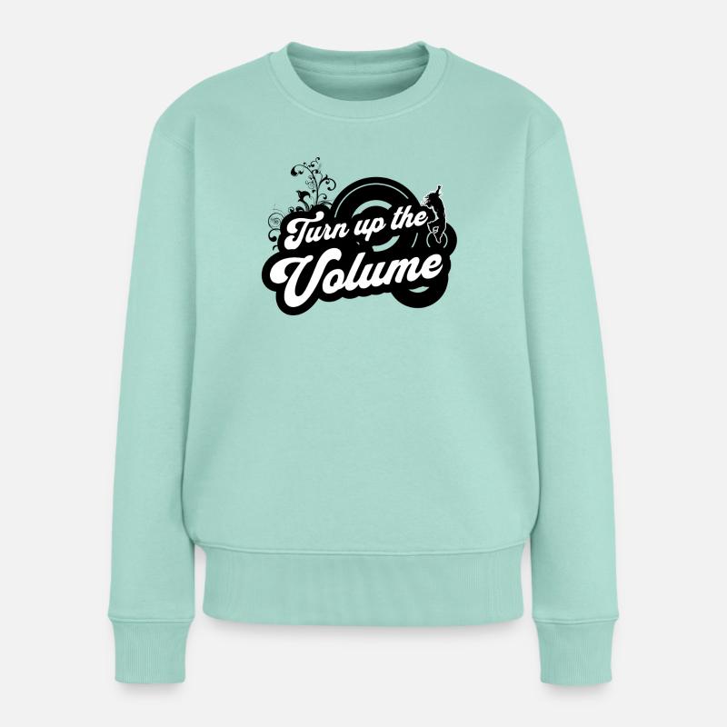 Volume Up — Schwarzes Retro-Skript - Frauen Premium Bio Pullover - Mint 