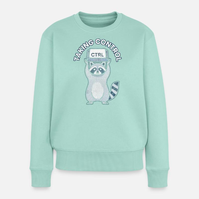 Raccoon Ctrl: Taking Control - Frauen Premium Bio Pullover - Mint 