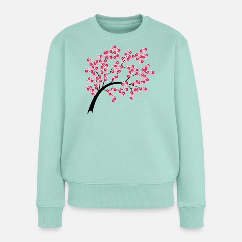 Kirschblütenbogen in Nacht - Frauen Premium Bio Pullover - Mint 
