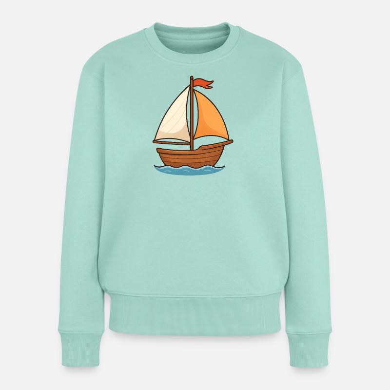 Maritimes Segelschiff Wasserfarben Design - Frauen Premium Bio Pullover - Mint 