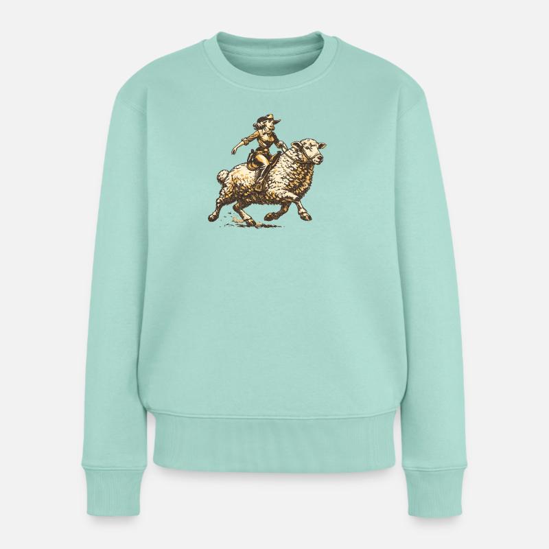 Western Reiter auf Schaf - Frauen Premium Bio Pullover - Mint