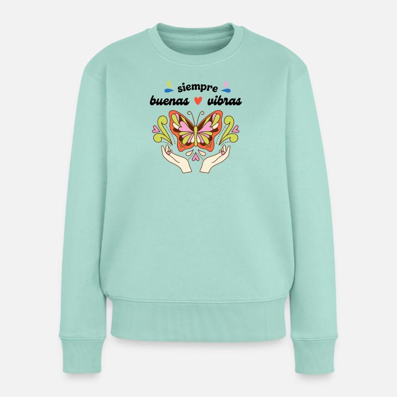 Immer – gute – Vibes - Frauen Premium Bio Pullover - Mint 