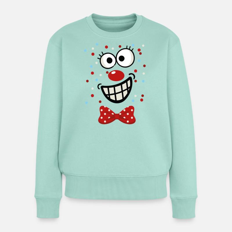 Fröhlicher Polka-Dot Clown - Frauen Premium Bio Pullover - Mint 