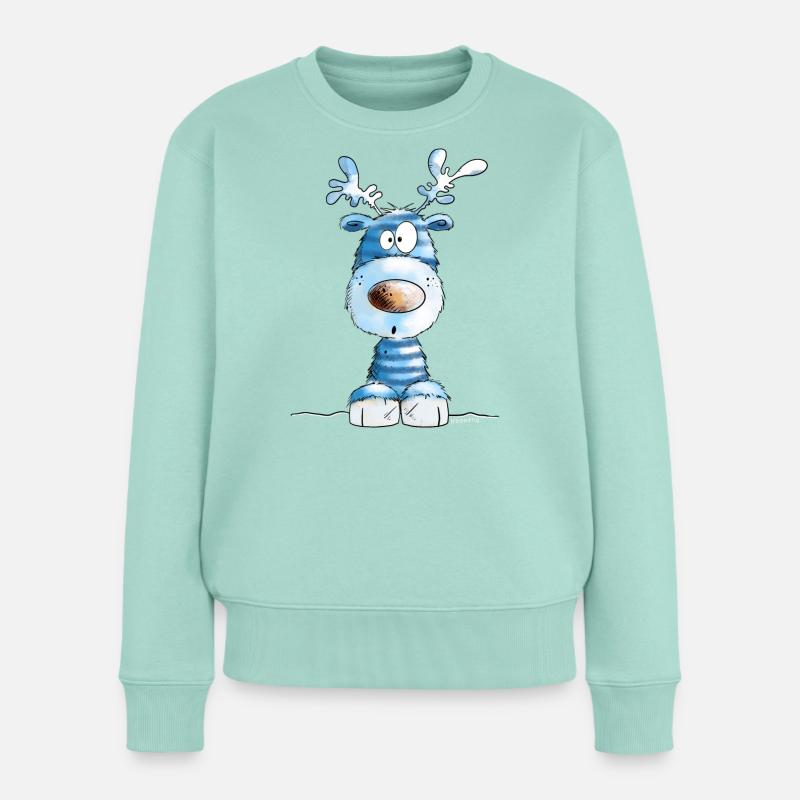 Rennes de Noël bleus par MODARTIS - Pull Premium bio Femme - menthe 
