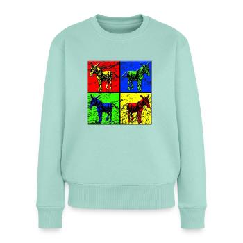 Esel - Frauen Premium Bio Pullover - Mint  - Vorne - Julia (174cm)