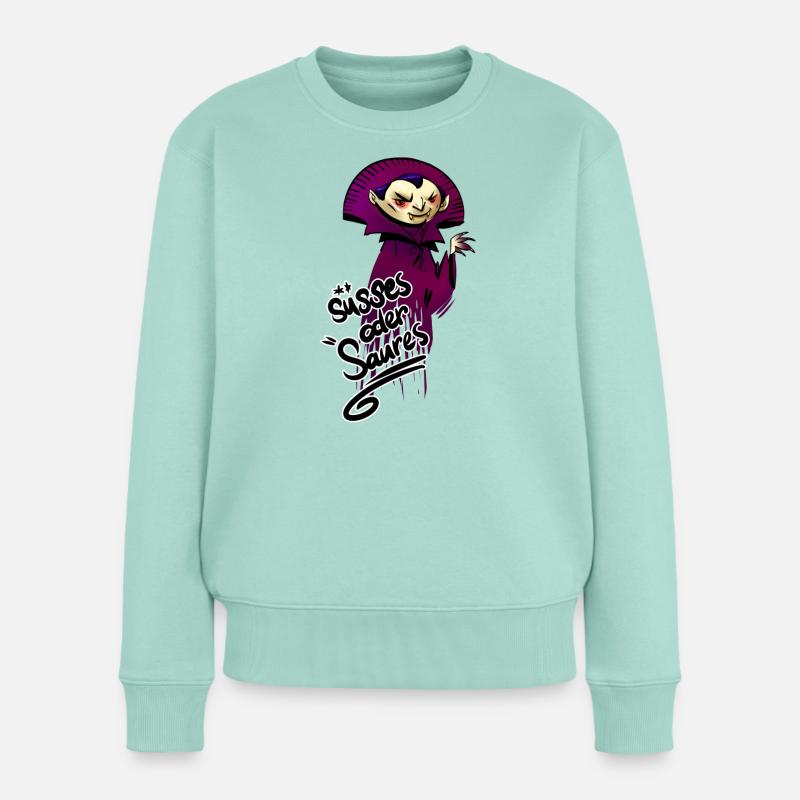 Vampir Spruch Illustration Halloween - Frauen Premium Bio Pullover - Mint 