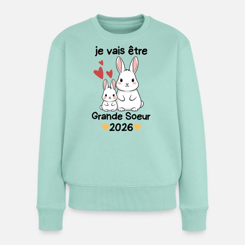 Zukünftige große Schwester 2026 Ich werde eine große Schwester sein - Frauen Premium Bio Pullover - Mint 