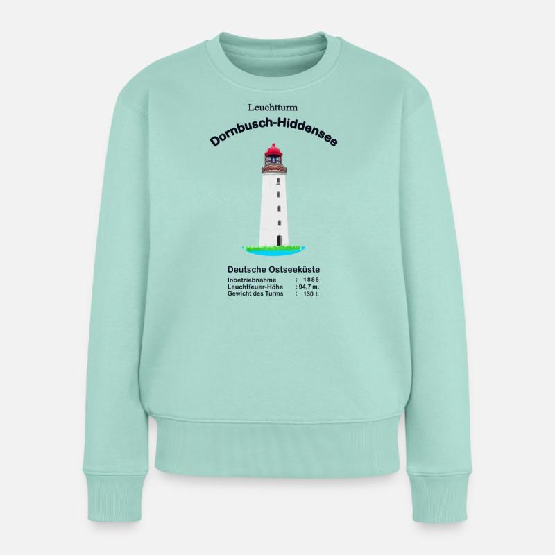 Leuchtturm Dornbusch, Insel Hiddensee, Ostsee - Frauen Premium Bio Pullover - Mint 