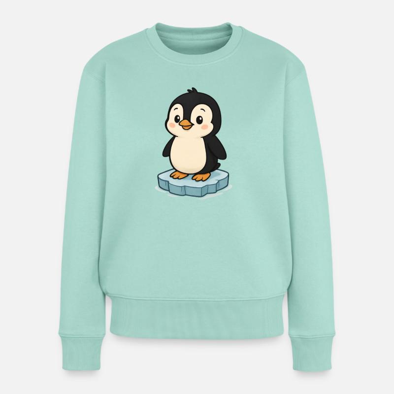 Pingouin mignon sur bloc de glace - Pull Premium bio Femme - menthe 
