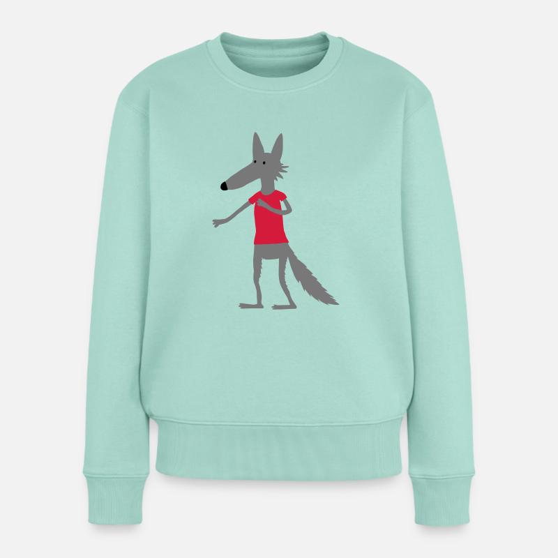 Wolf (Flexdruck) - Frauen Premium Bio Pullover - Mint 