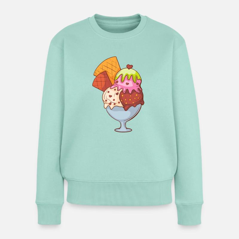 Eis Speiseeis Eiskrem Eiscreme Kugeleis Eisbecher - Frauen Premium Bio Pullover - Mint 
