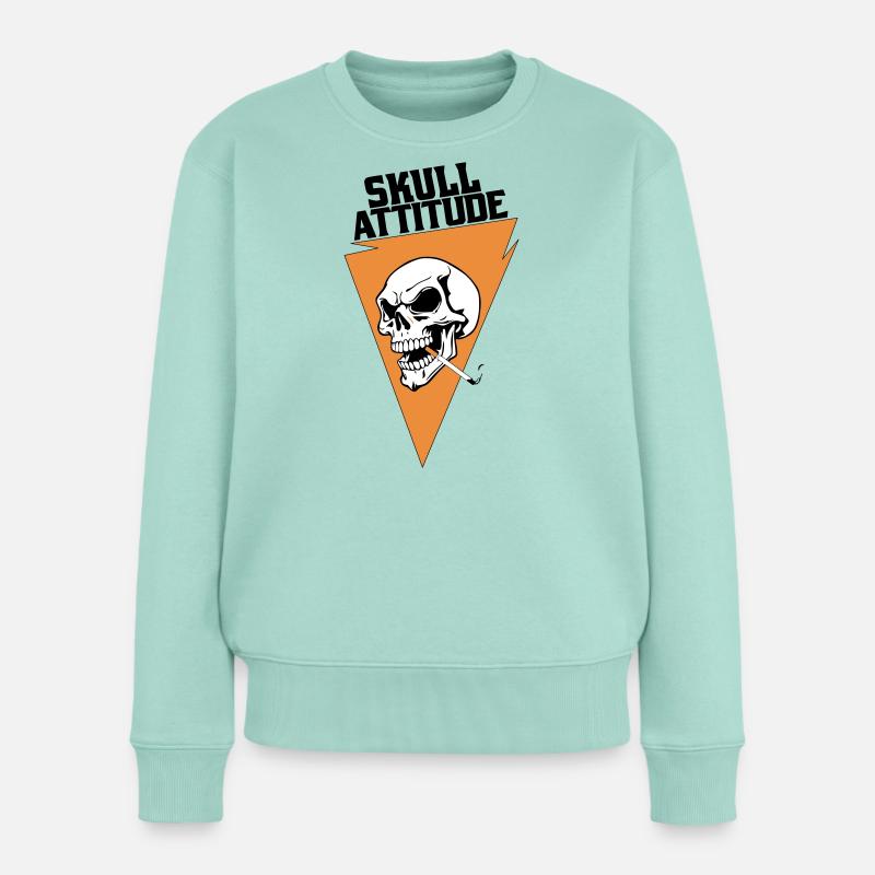 Rebell Totenschädel mit Dreieck Zigarette - Frauen Premium Bio Pullover - Mint 