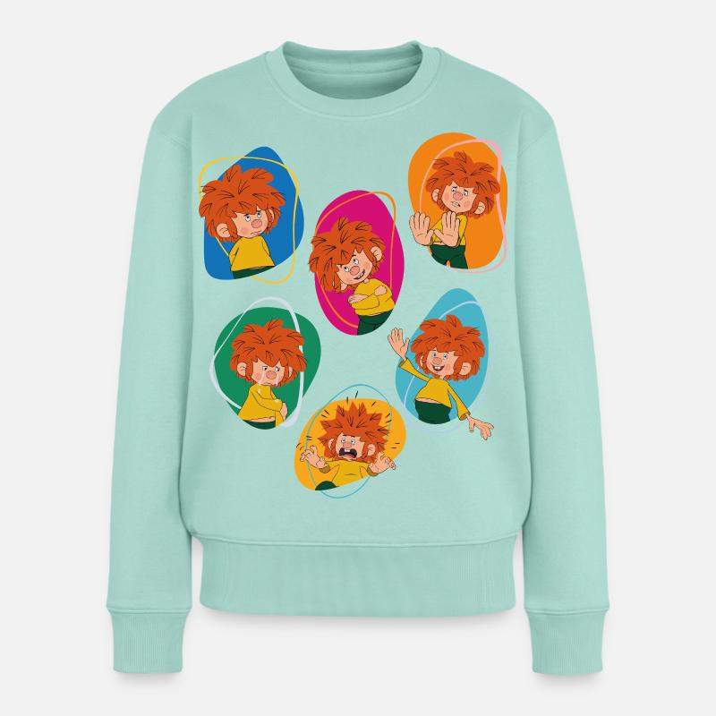 Pumuckl Zeigt Verschiedene Emotionen - Frauen Premium Bio Pullover - Mint