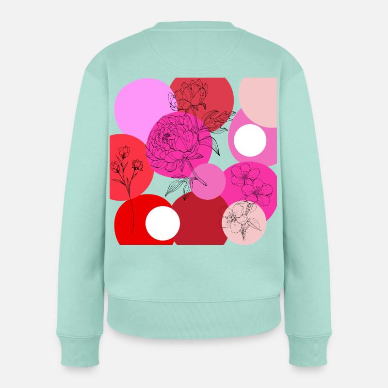 Florale Linien über Farbkreise - Frauen Premium Bio Pullover - Mint 