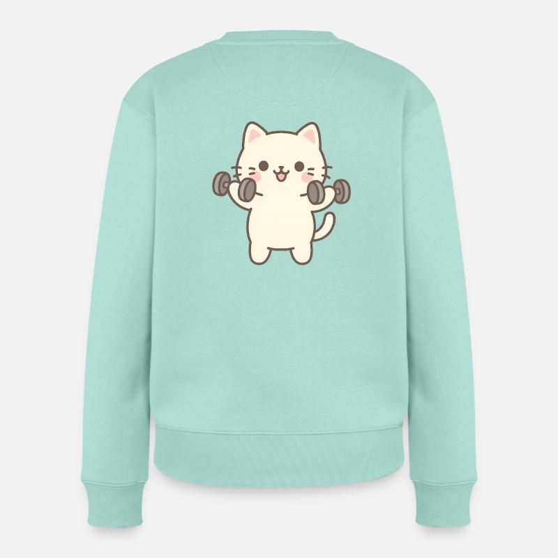 Kätzchen beim Krafttraining - Frauen Premium Bio Pullover - Mint 