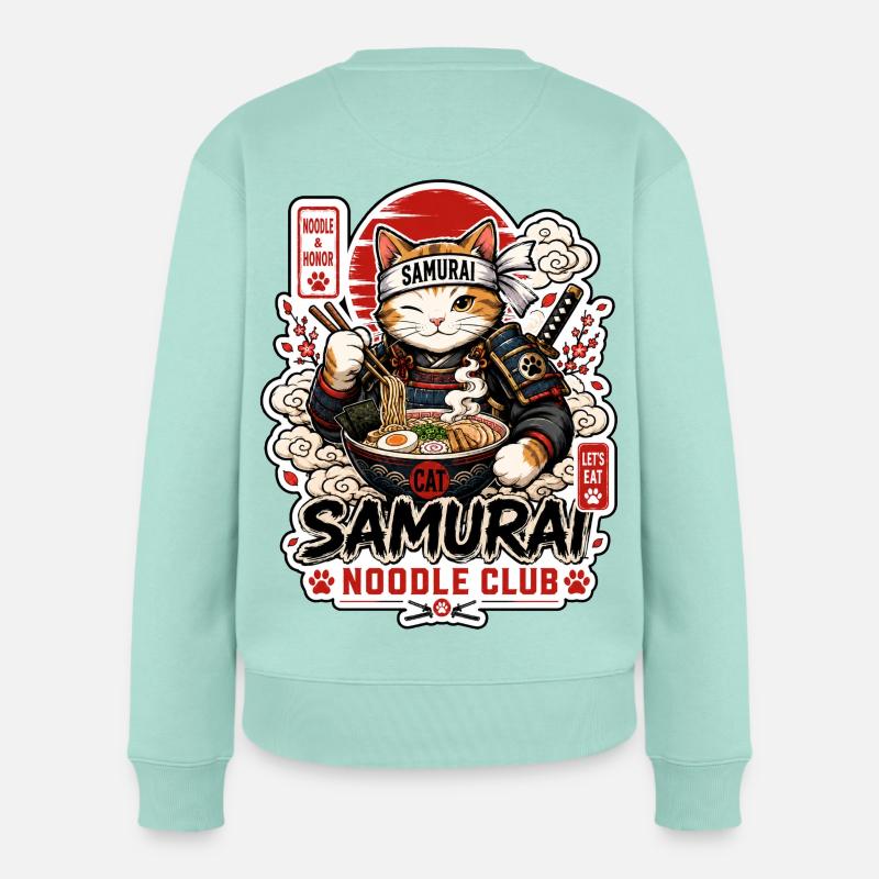 Samurai Cat Noodle Club - Frauen Premium Bio Pullover - Mint 