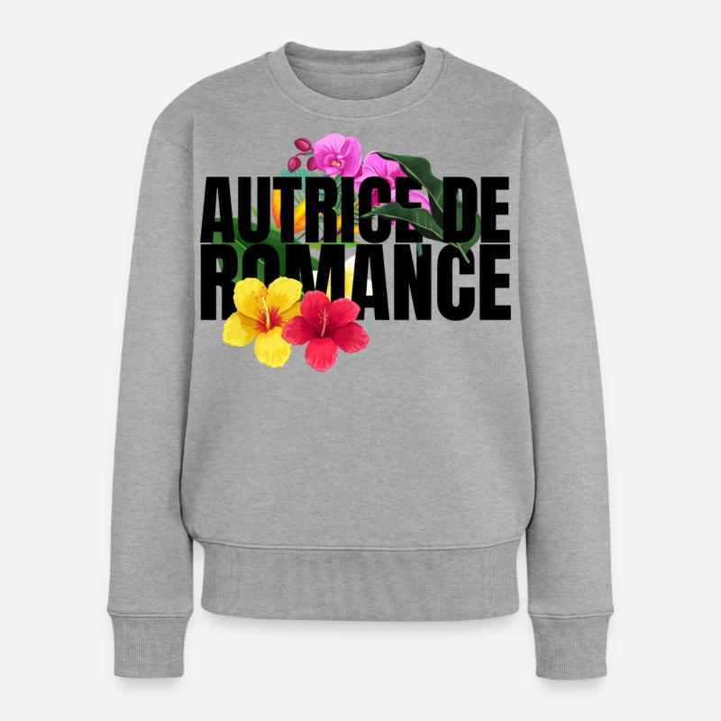 Autrice de romance Fleurs - Pull Premium bio Femme - gris chiné