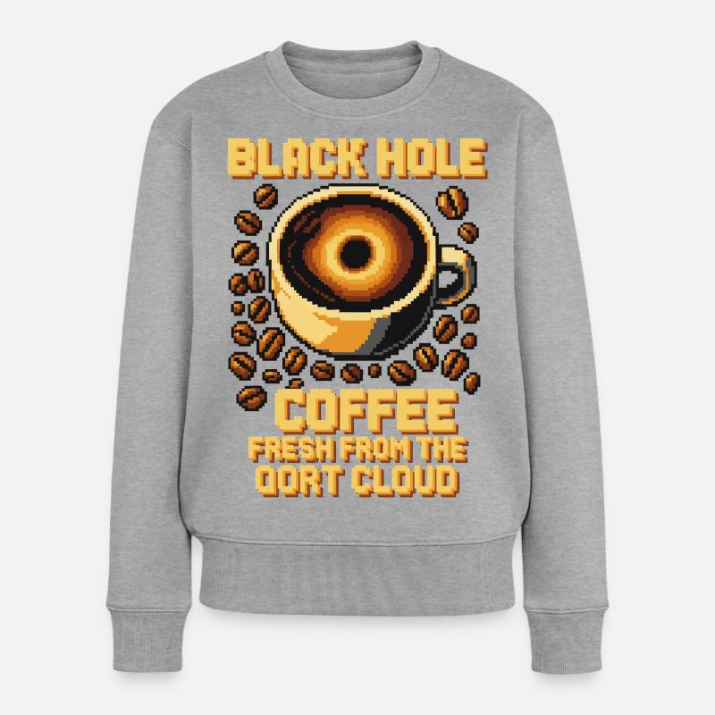 Black Hole Coffee Pixel-Kunst - Frauen Premium Bio Pullover - Grau meliert