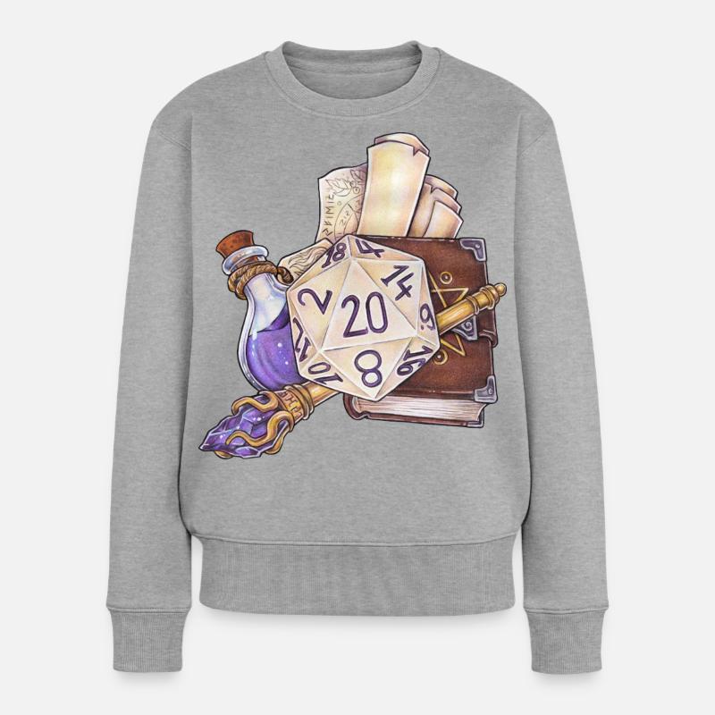 Role Playing Game Tabletop D20 Dice Gift Wizard - Women's Premium Organic Jumper - heather grey