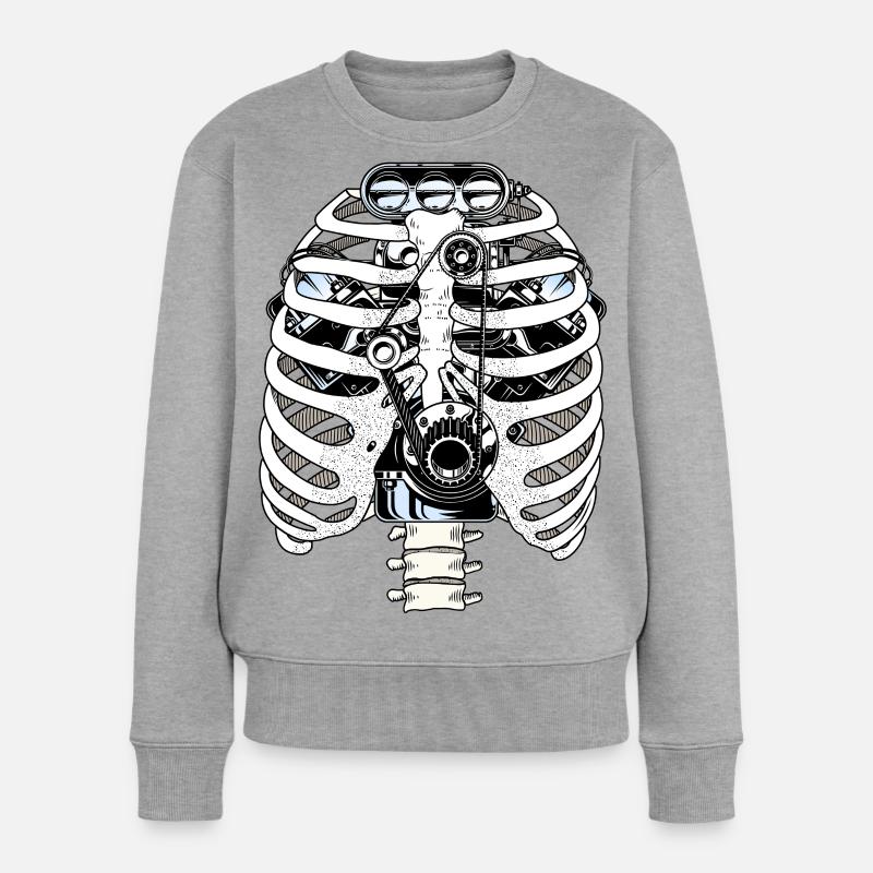 Biomech Ribcage-Motormechaniker - Frauen Premium Bio Pullover - Grau meliert