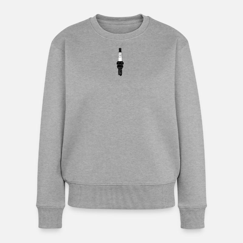 Zündkerze gefüllt - Frauen Premium Bio Pullover - Grau meliert