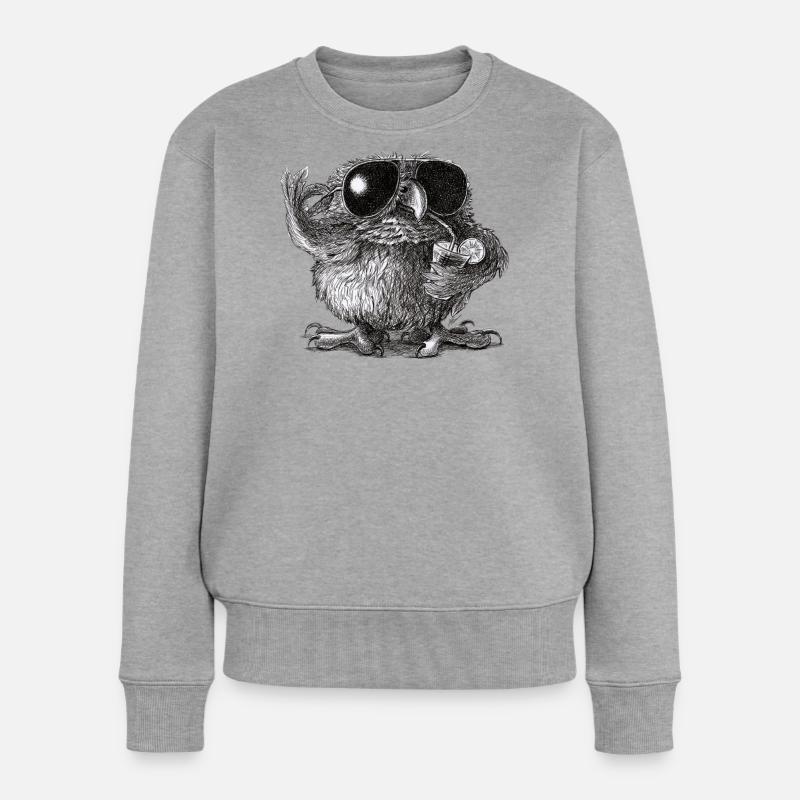 Coole Eule - Frauen Premium Bio Pullover - Grau meliert