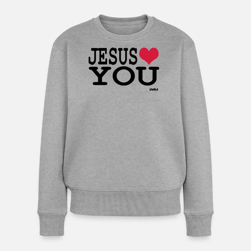 jesus loves you - Frauen Premium Bio Pullover - Grau meliert