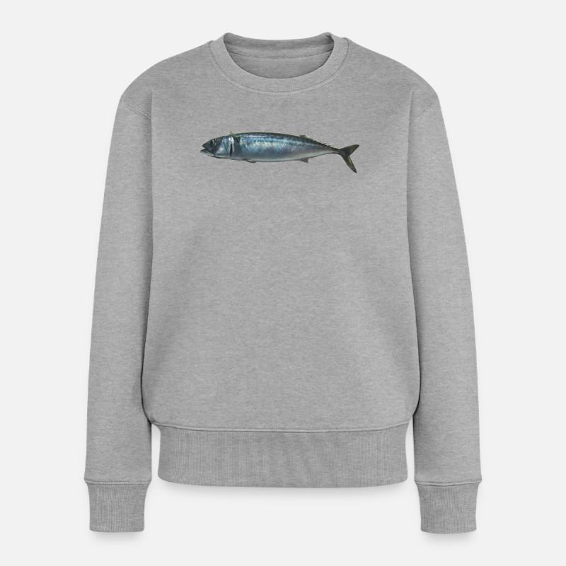 Fisch Makrele - Frauen Premium Bio Pullover - Grau meliert