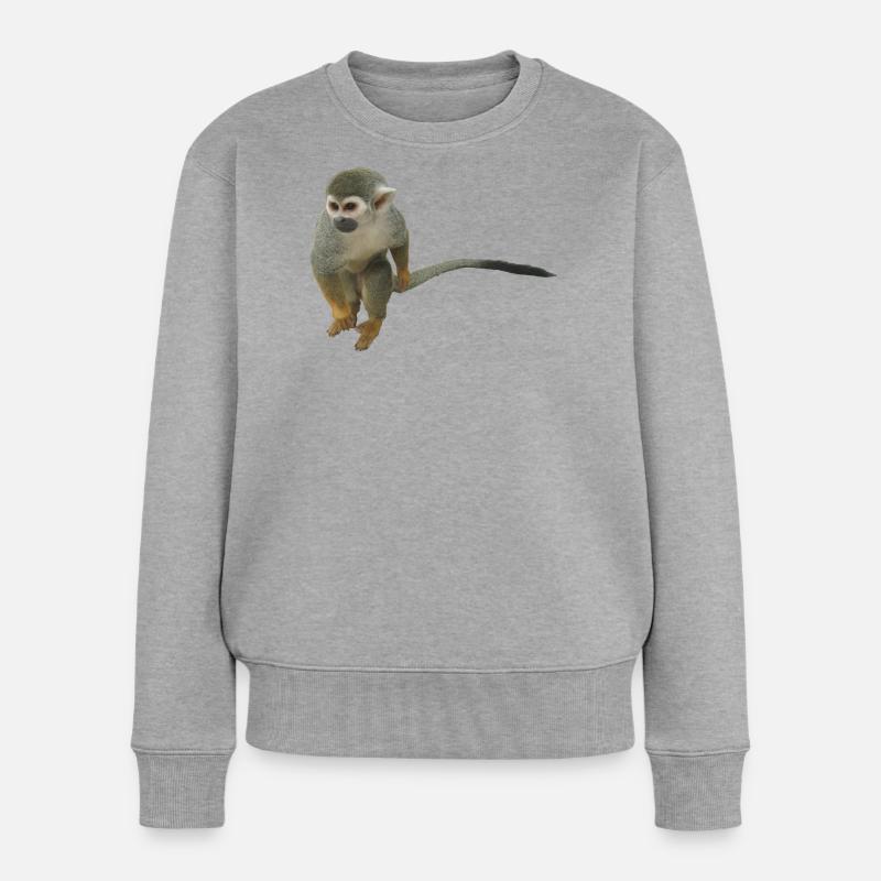 Affe - Frauen Premium Bio Pullover - Grau meliert