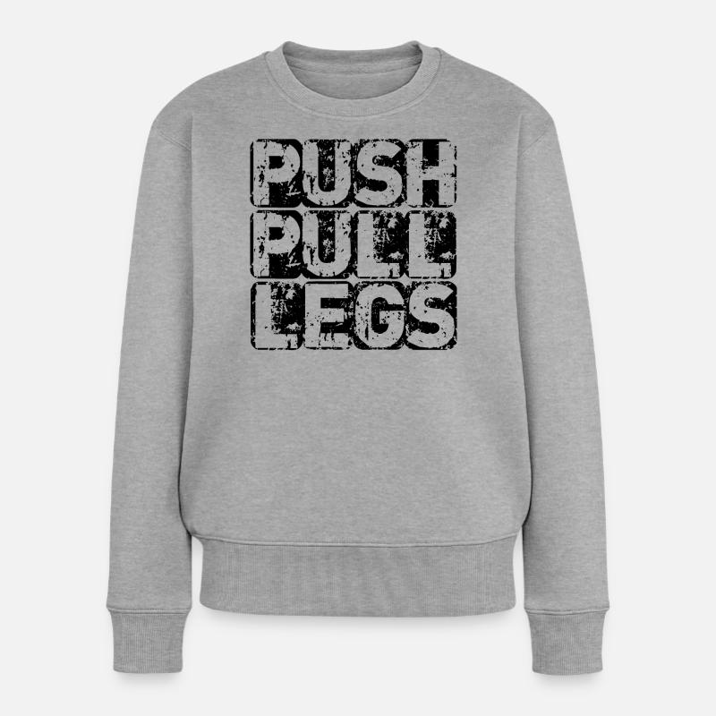 PUSH PULL LEG - Frauen Premium Bio Pullover - Grau meliert