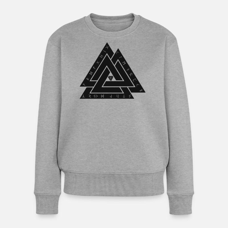 Valknut Wikinger Symbol - Frauen Premium Bio Pullover - Grau meliert