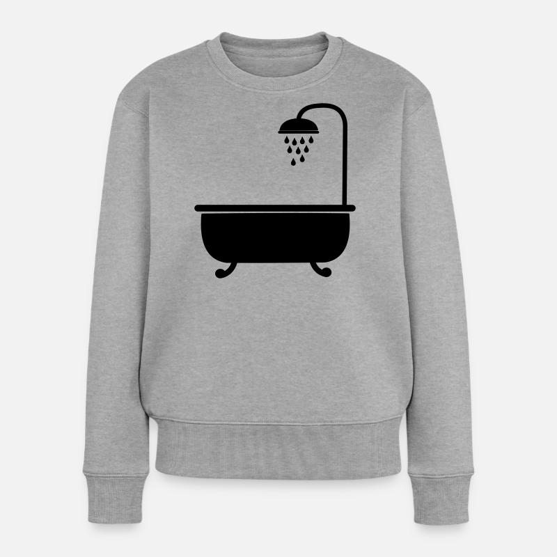 Baignoire avec douche sanitaires - Pull Premium bio Femme - gris chiné