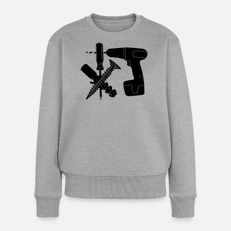 Schrauben- und Dübelbohrer - Frauen Premium Bio Pullover - Grau meliert