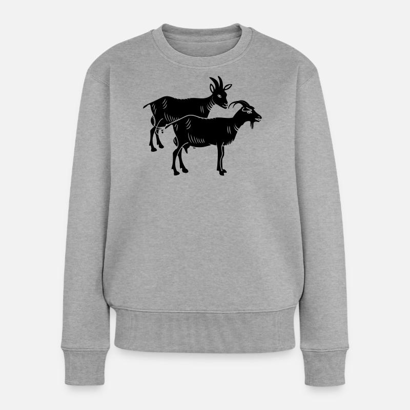 Image de deux ombres de chèvre - Pull Premium bio Femme - gris chiné