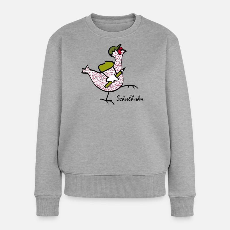 Das Schul-Huhn starke Begleiter im Alltag - Frauen Premium Bio Pullover - Grau meliert