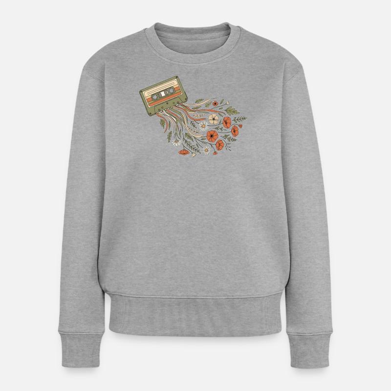 FlowerSette - Frauen Premium Bio Pullover - Grau meliert