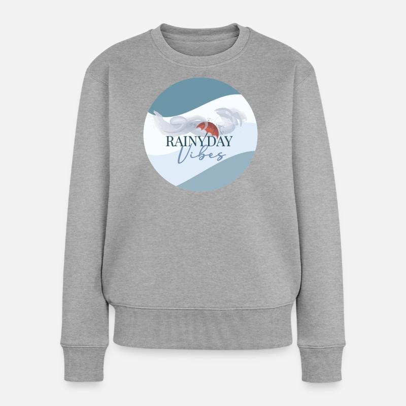 Rainy Day Vibes - Frauen Premium Bio Pullover - Grau meliert