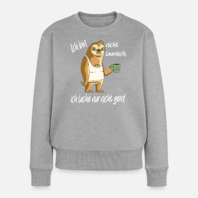 Launisches Faultier Kaffee - Frauen Premium Bio Pullover - Grau meliert