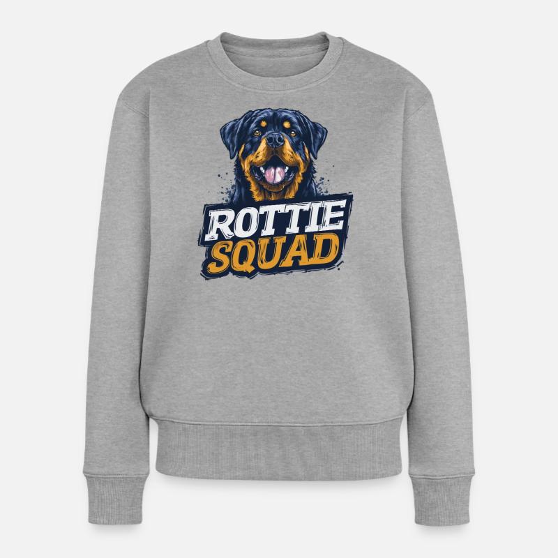 Rottie Squad – Starkes Hundemotiv - Frauen Premium Bio Pullover - Grau meliert