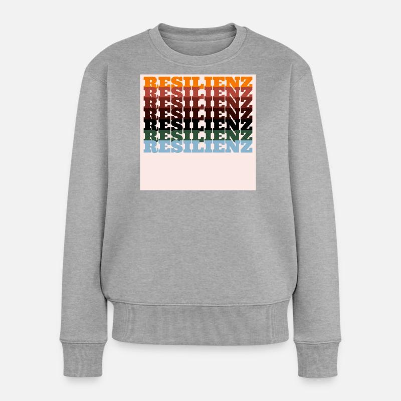 Resilienz farbiger Print Typografie - Frauen Premium Bio Pullover - Grau meliert