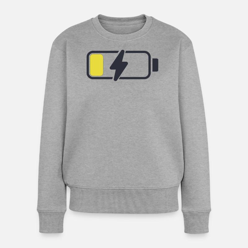 iPhone_Batterie - Frauen Premium Bio Pullover - Grau meliert