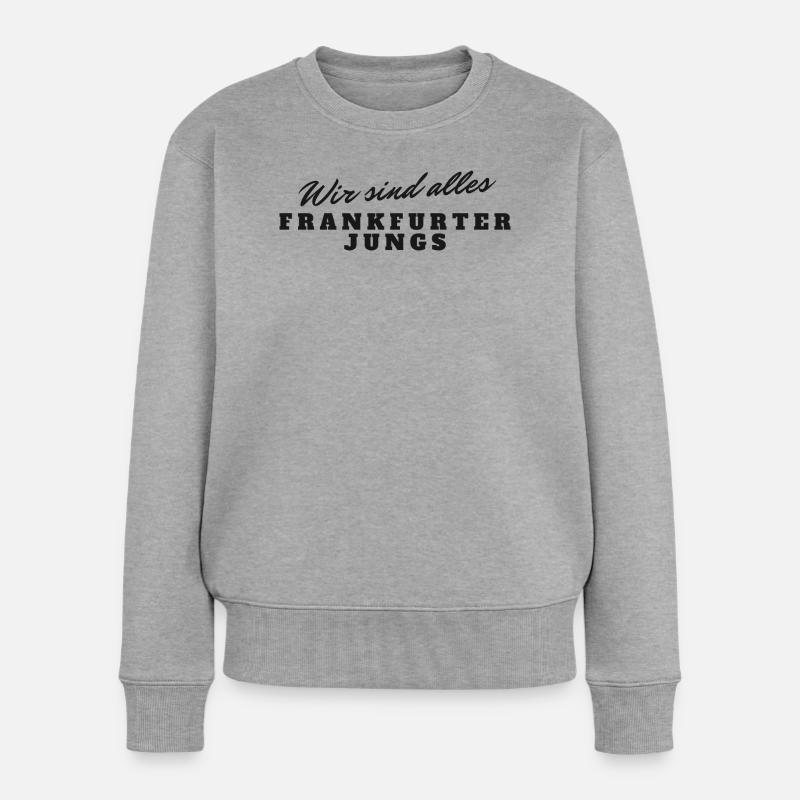 Frankfurter Jungs Pride Typo Design - Frauen Premium Bio Pullover - Grau meliert