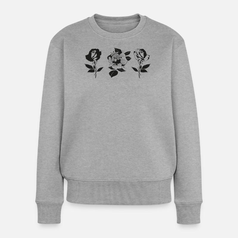 Roses - Frauen Premium Bio Pullover - Grau meliert