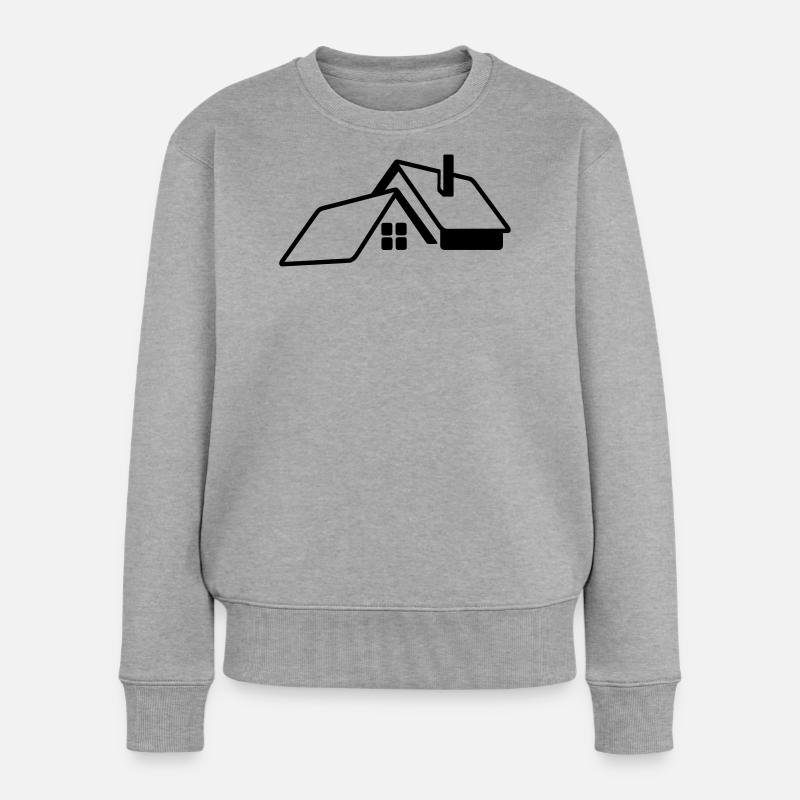 Logo transparent de la maison - Pull Premium bio Femme - gris chiné