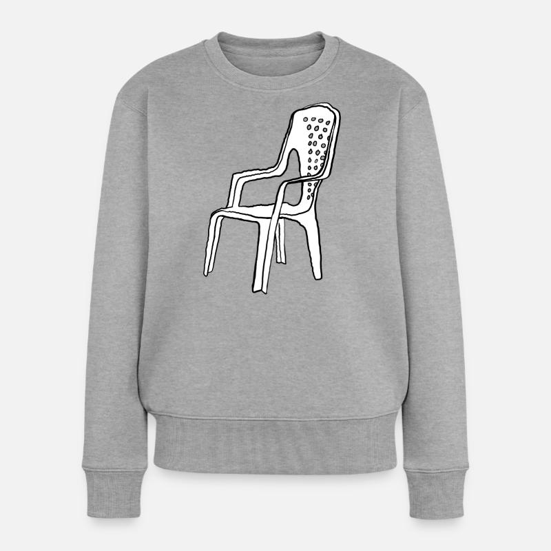 Monoblock Minimalist Doodle Stuhl Illustration - Frauen Premium Bio Pullover - Grau meliert