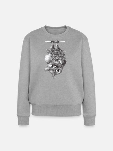 Vampir Eule - Dracula Eule - Frauen Premium Bio Pullover - Grau meliert