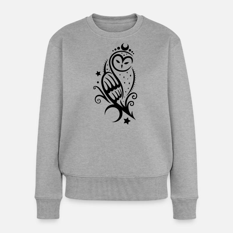 Eule Schneeeule Tattoo - Frauen Premium Bio Pullover - Grau meliert