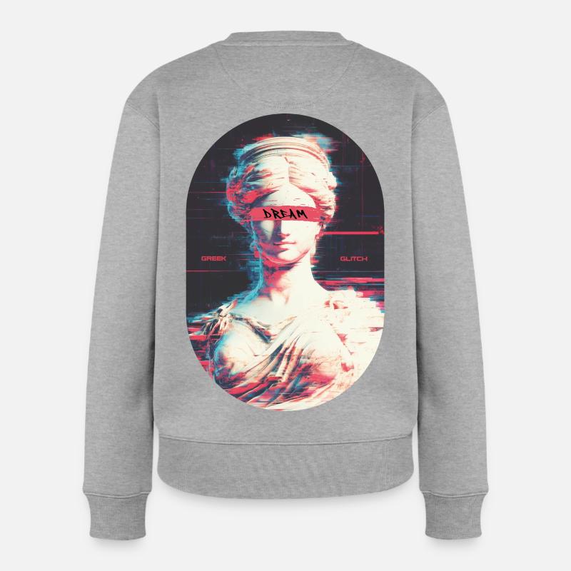Greek Glitch - Frauen Premium Bio Pullover - Grau meliert