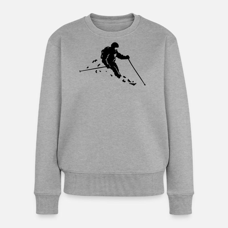 ski freerider - Frauen Premium Bio Pullover - Grau meliert